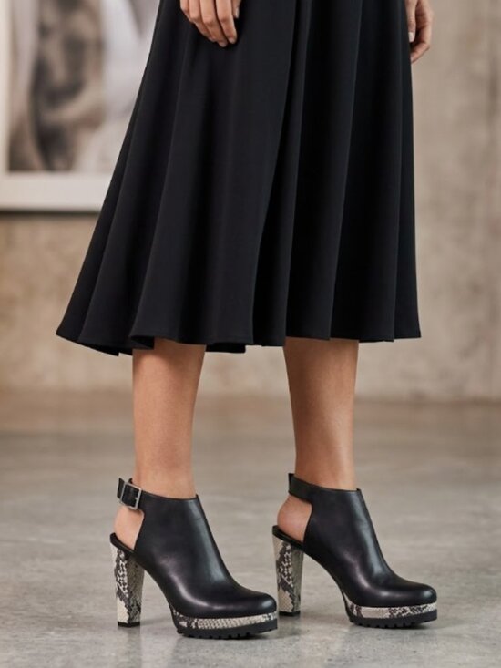 All Saints Shoes - (NEW WITH BOX) All Saints Black Leather Heeled Boots with Snakeskin Accent